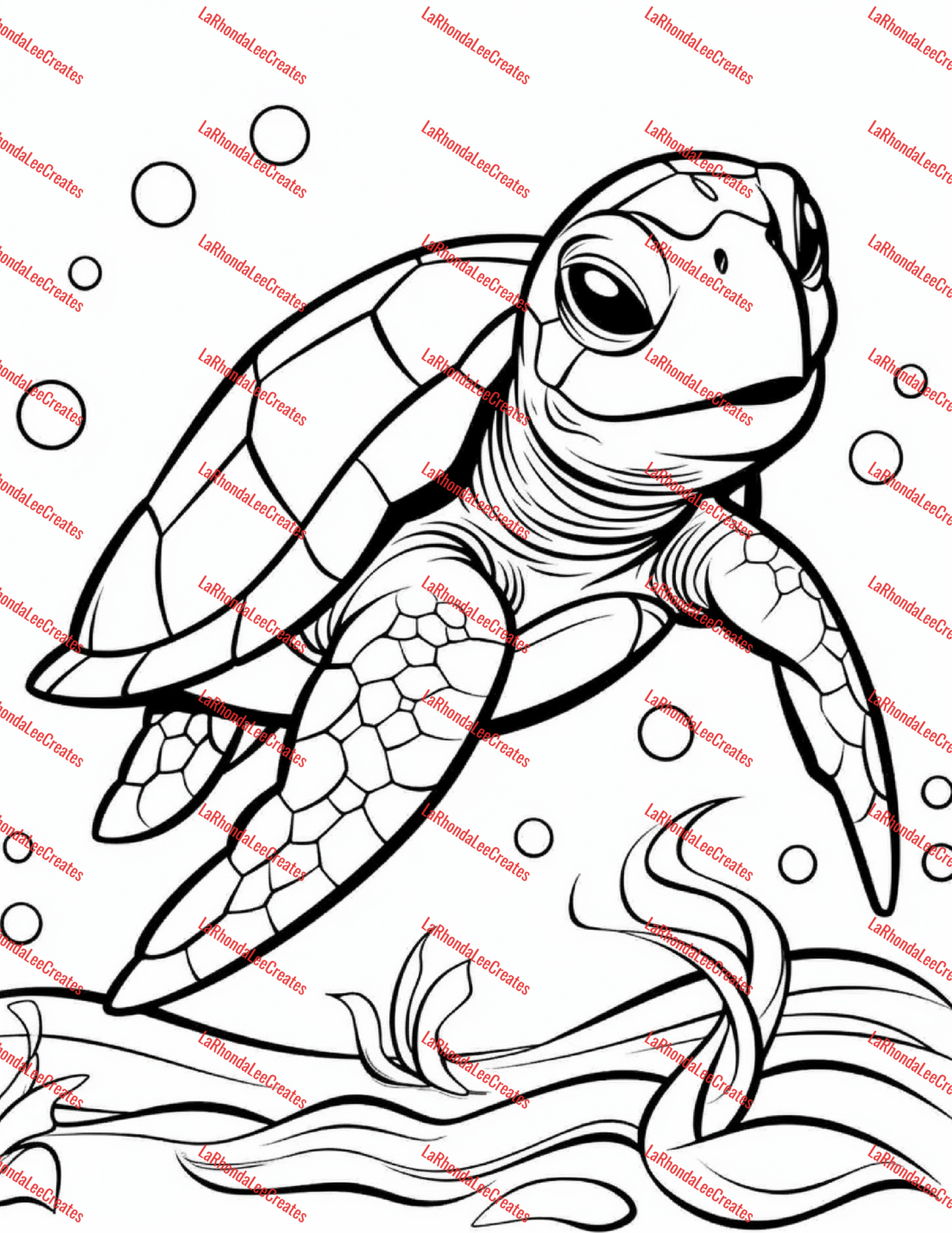Under the Sea-Creatures Digital Coloring Book