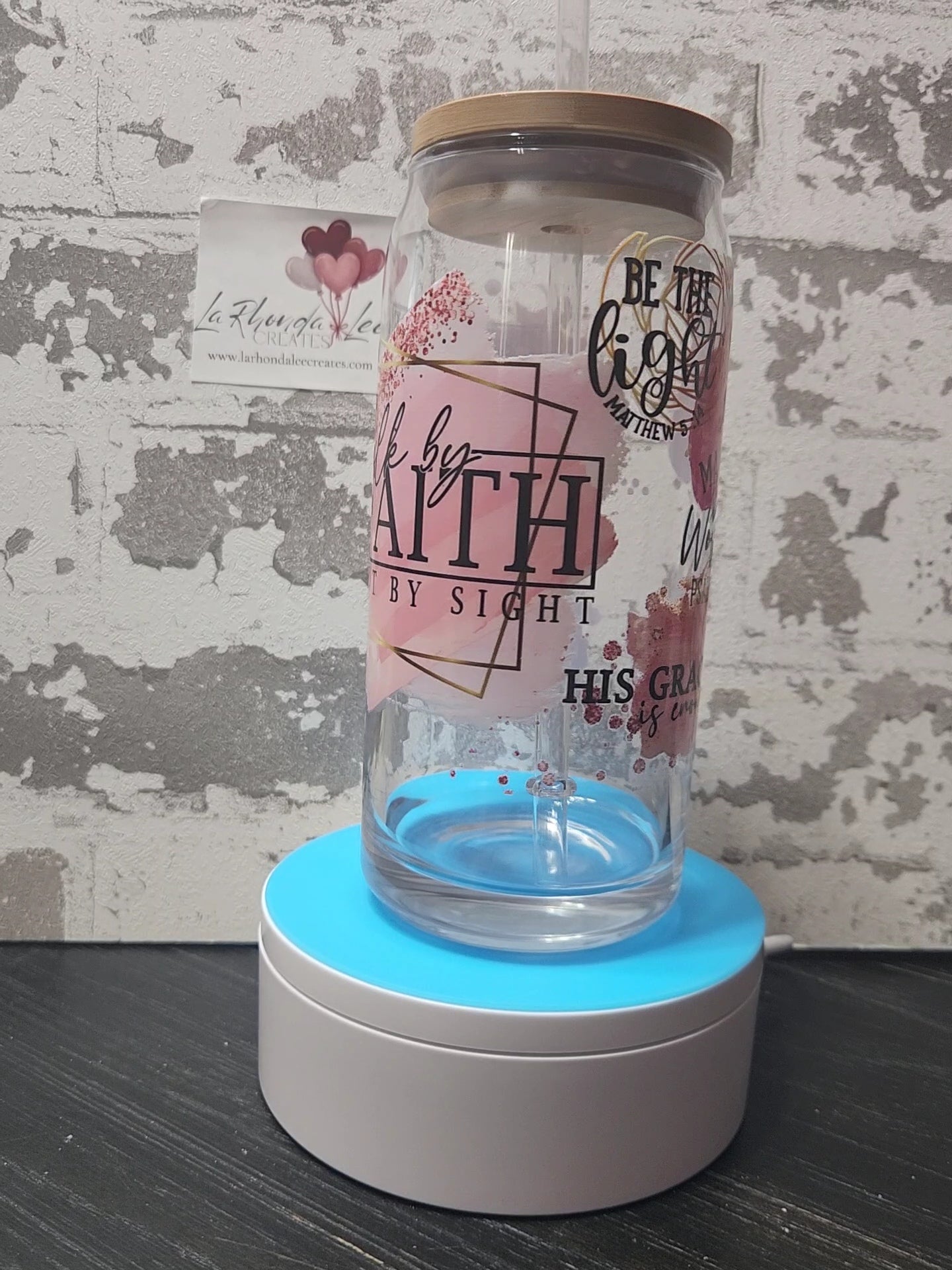Walk By Faith 20oz glass tumbler