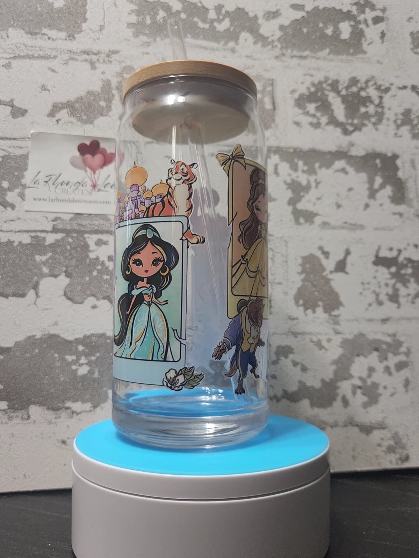 Princess Disney 3 20oz glass tumbler