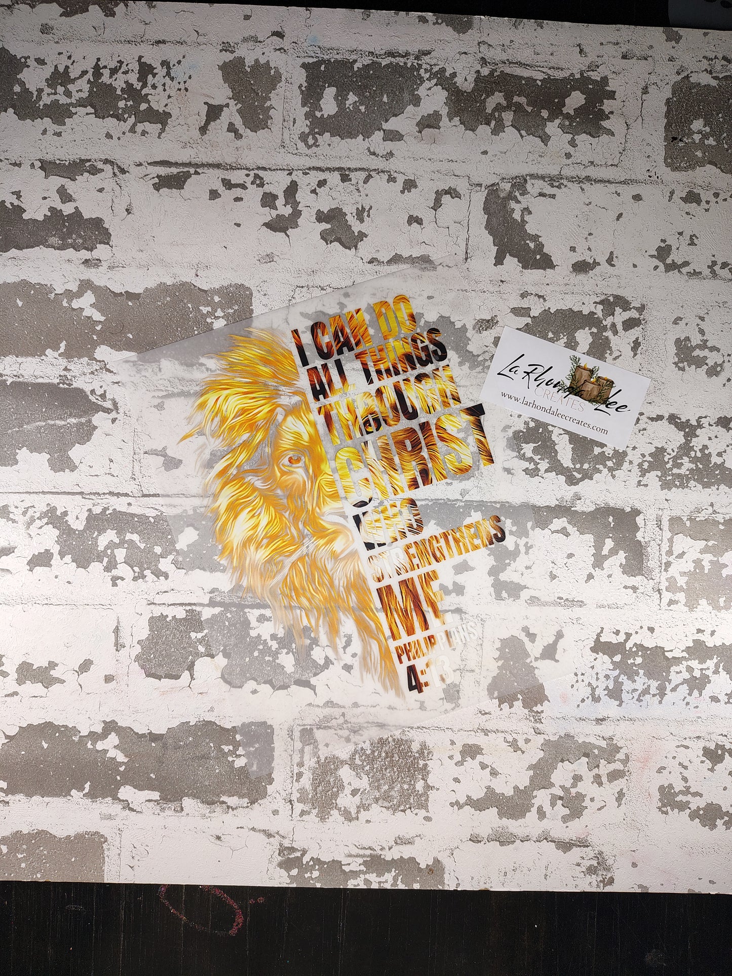 Gold All Things Through Christ Lion