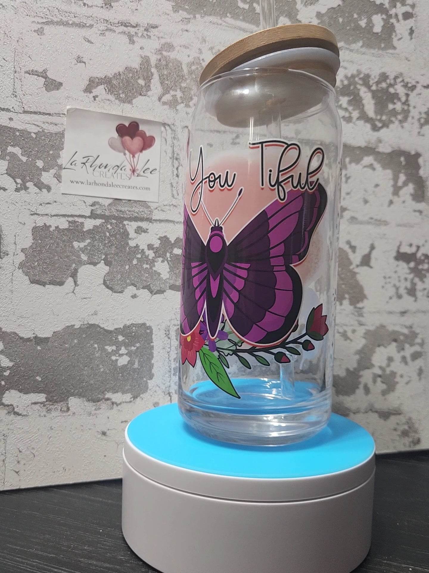 Be-YOU-tiful 20oz glass tumbler