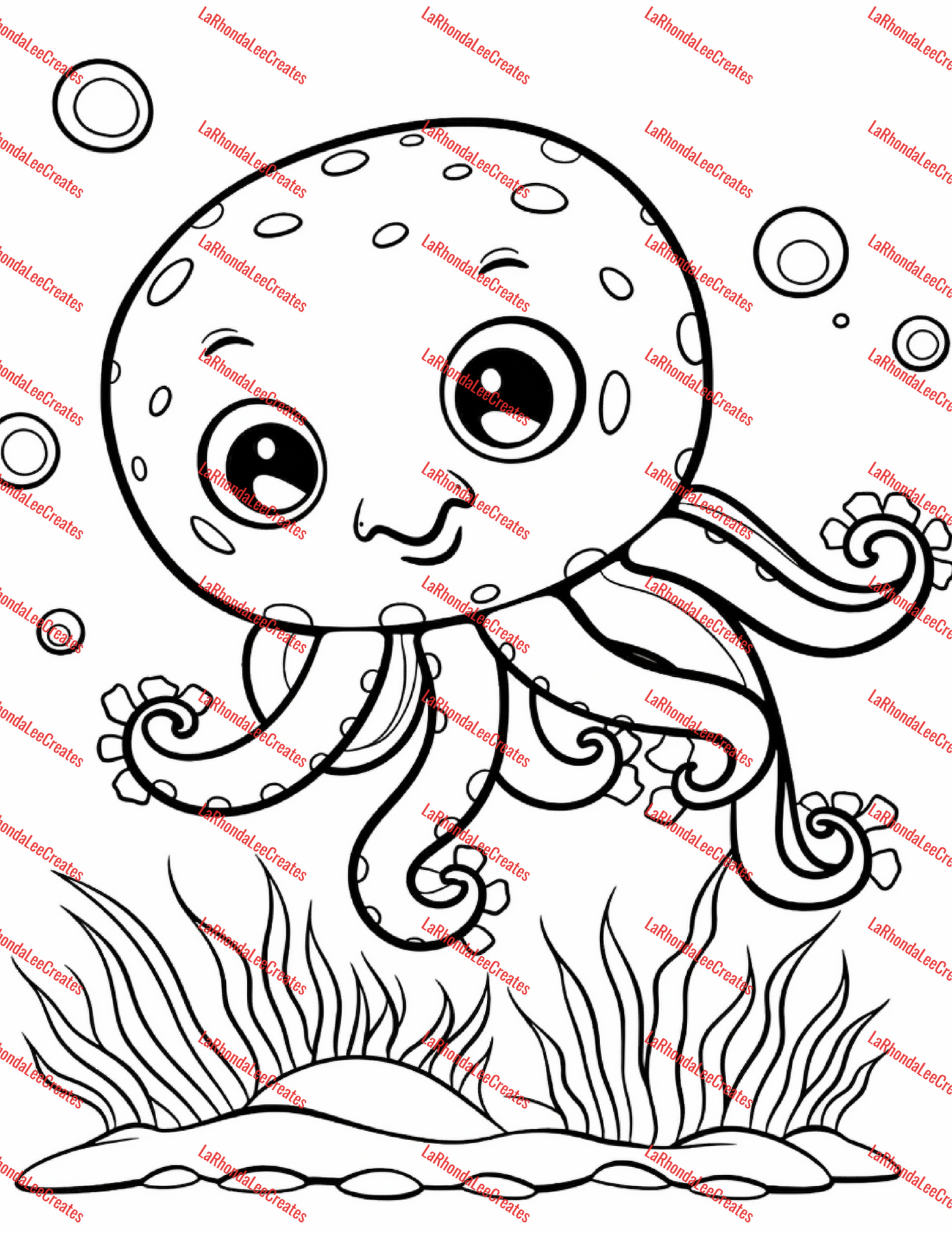 Under the Sea-Creatures Digital Coloring Book