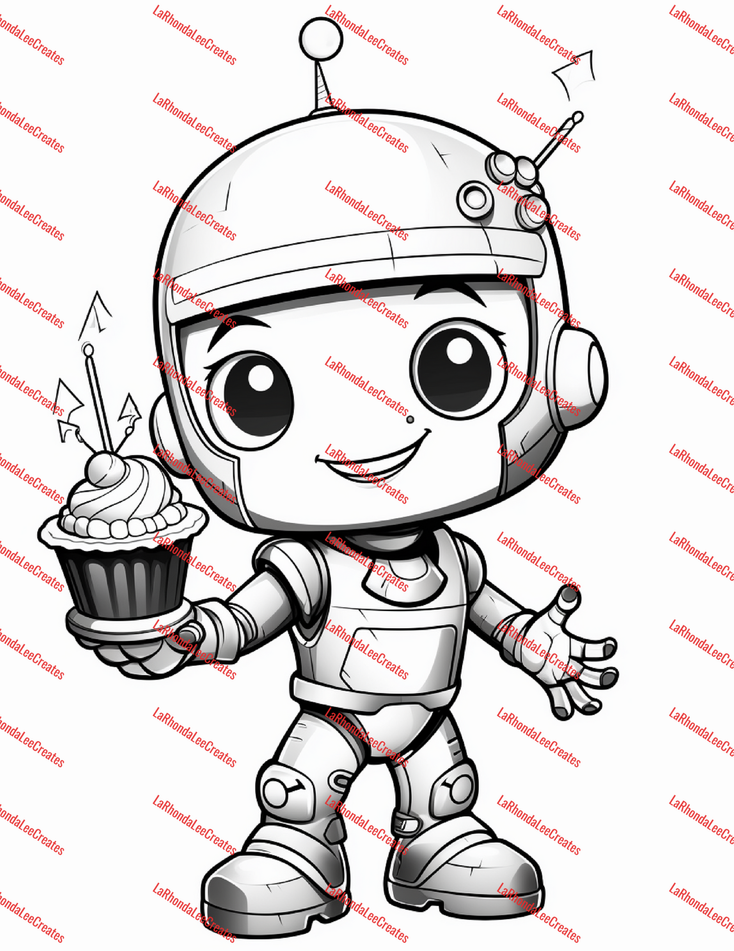 Robot Birthday Digital Coloring Book