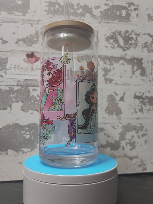 Princess Disney 3 20oz glass tumbler