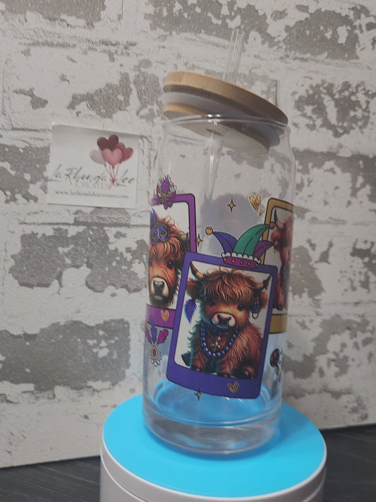 Mardi Gras Calf 20oz glass tumbler