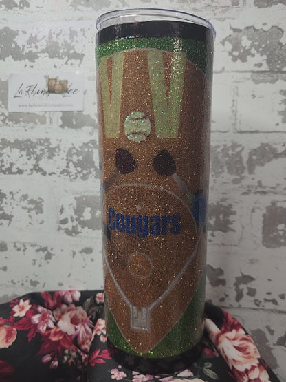 1141-VV Cougars Softball 30 Oz Tumbler