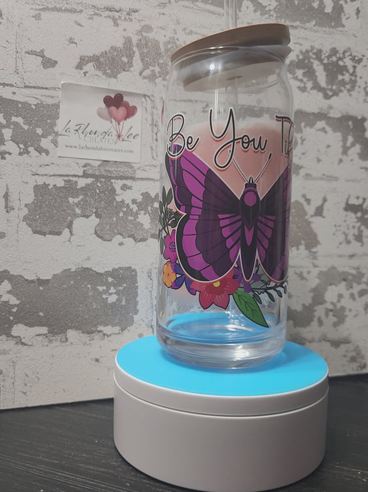 Be-YOU-tiful 20oz glass tumbler
