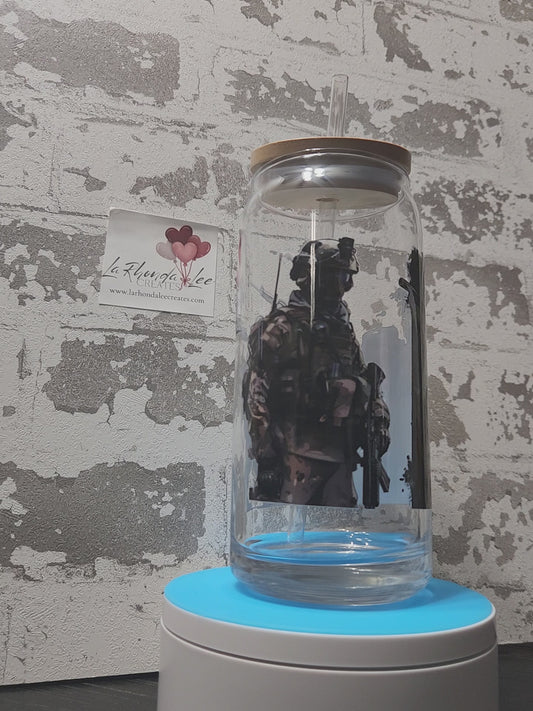 Army soldier 20oz Glass Tumbler