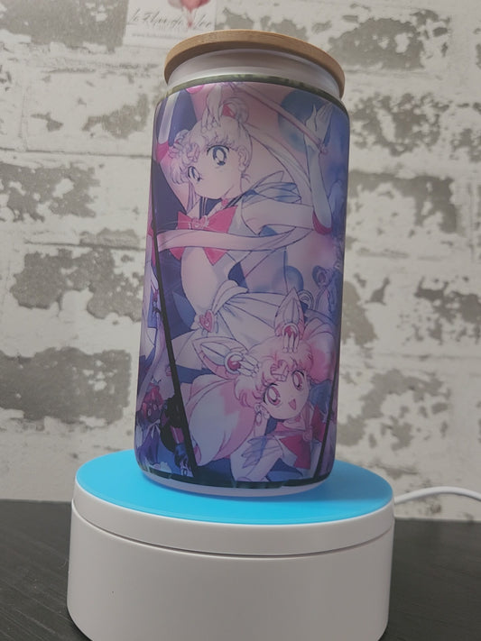 Anime 16 oz Glass tumbler w/ bamboo lid
