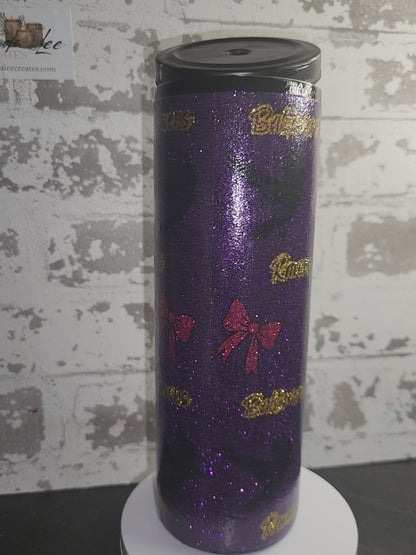 1179-Ravens n Bows 20 Oz skinny slurp tumbler