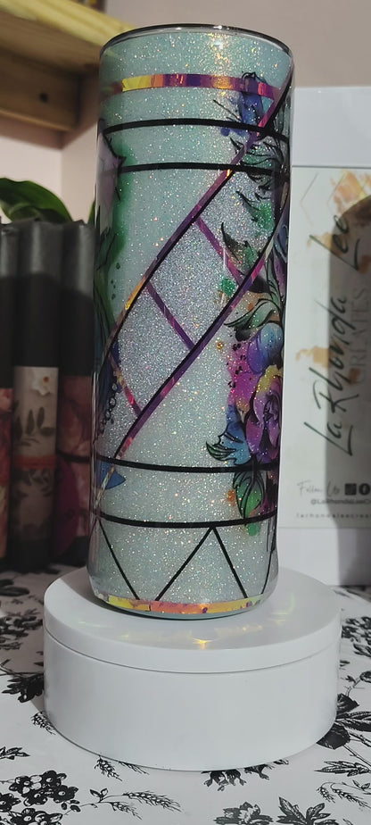 1387- Flower linework 20oz