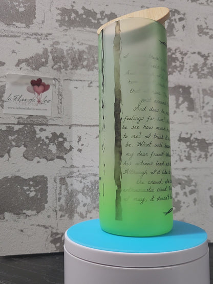25oz Tall Glass Tumbler NBC (green gradient) w/ bamboo lid