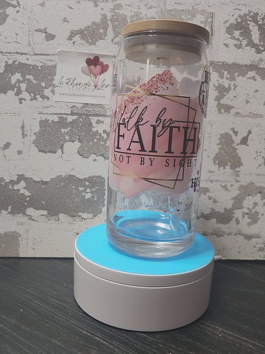 Walk By Faith 20oz glass tumbler