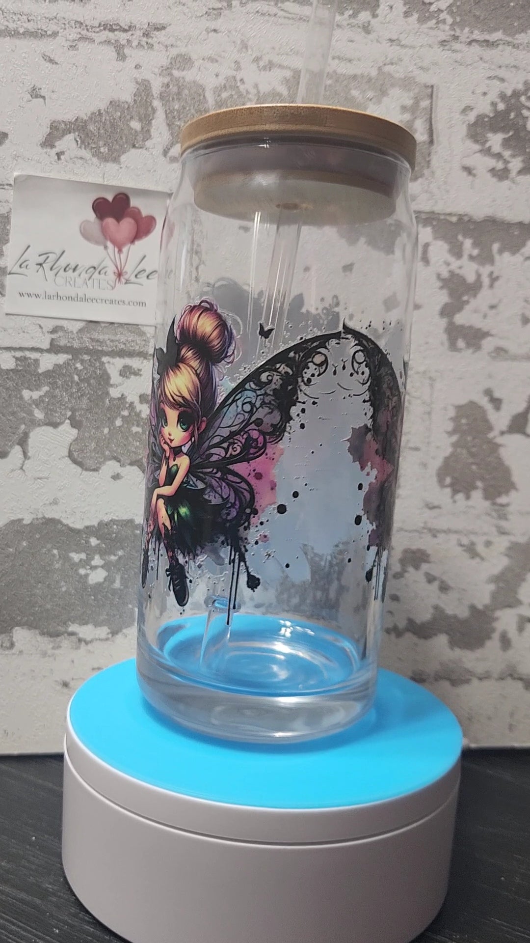 Dark Fairy 20oz glass tumbler