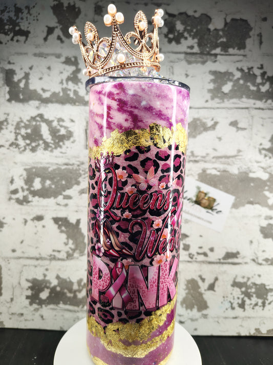 Queens wear pink 20oz Tumbler +Crown Lid/  Pink Out Crewneck
