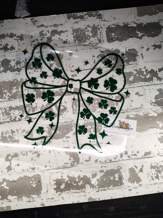 Puffy Shamrock Bow Decal