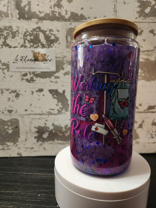 Working The Pole Nurse 16oz snow Globe Tumbler