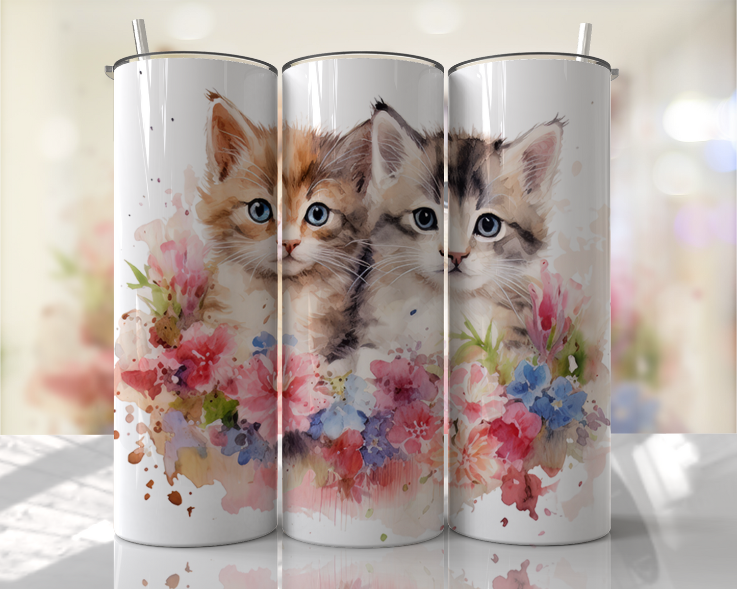 Kittens nd flowers