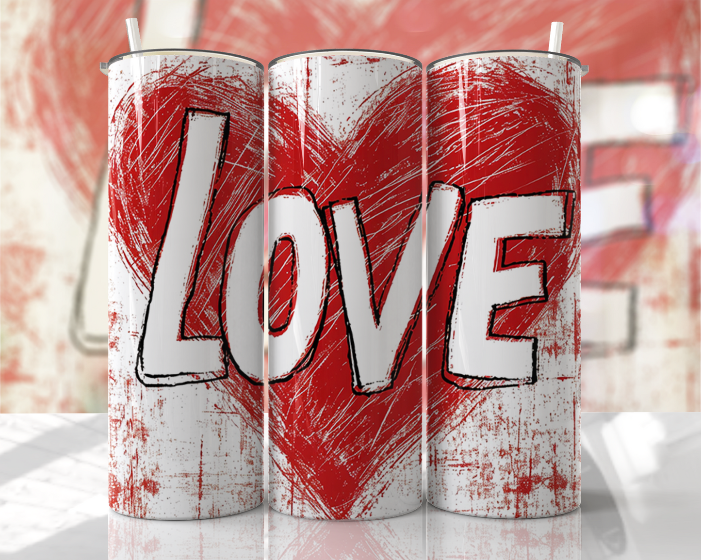 White/Red Love Heart