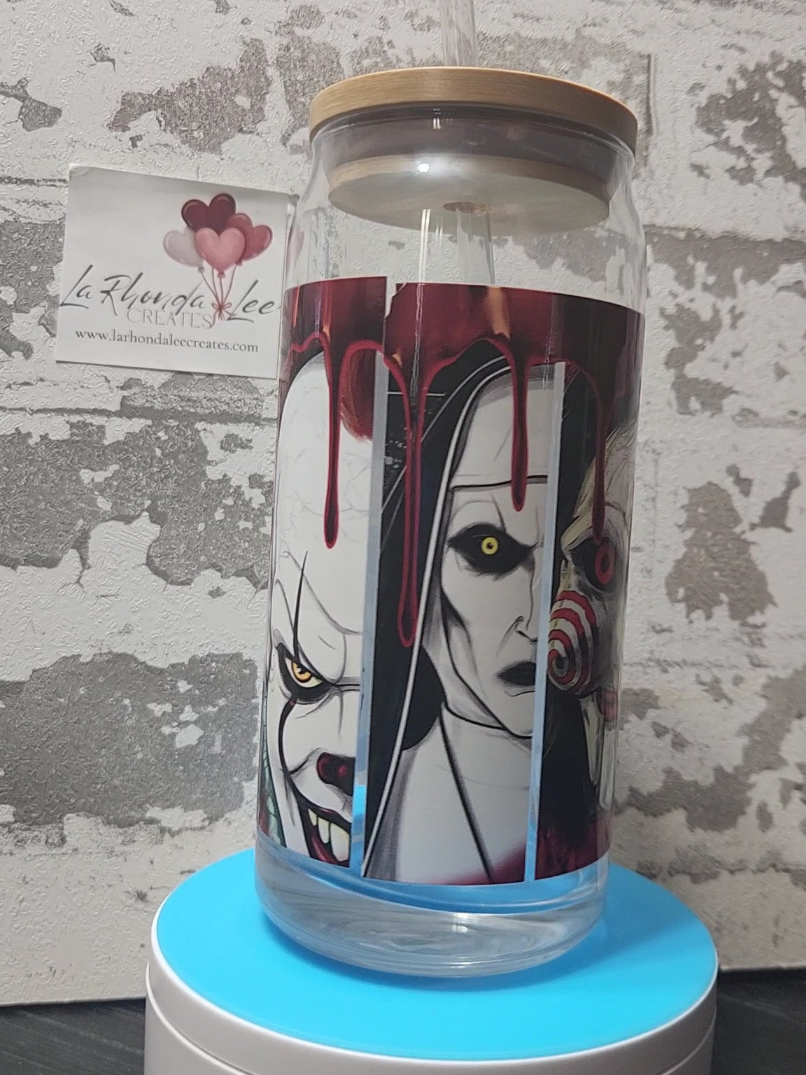 Horror 6 20oz glass tumbler