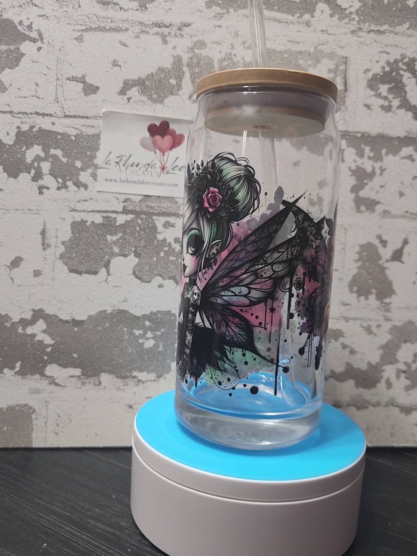 Dark Fairy 20oz glass tumbler