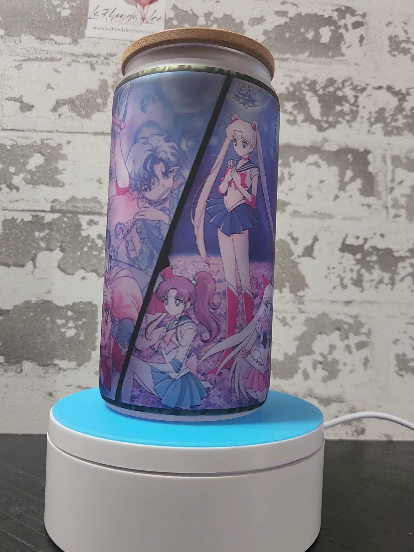 Anime 16 oz Glass tumbler w/ bamboo lid