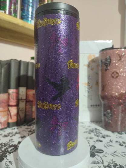 1179-Ravens n Bows 20 Oz skinny slurp tumbler