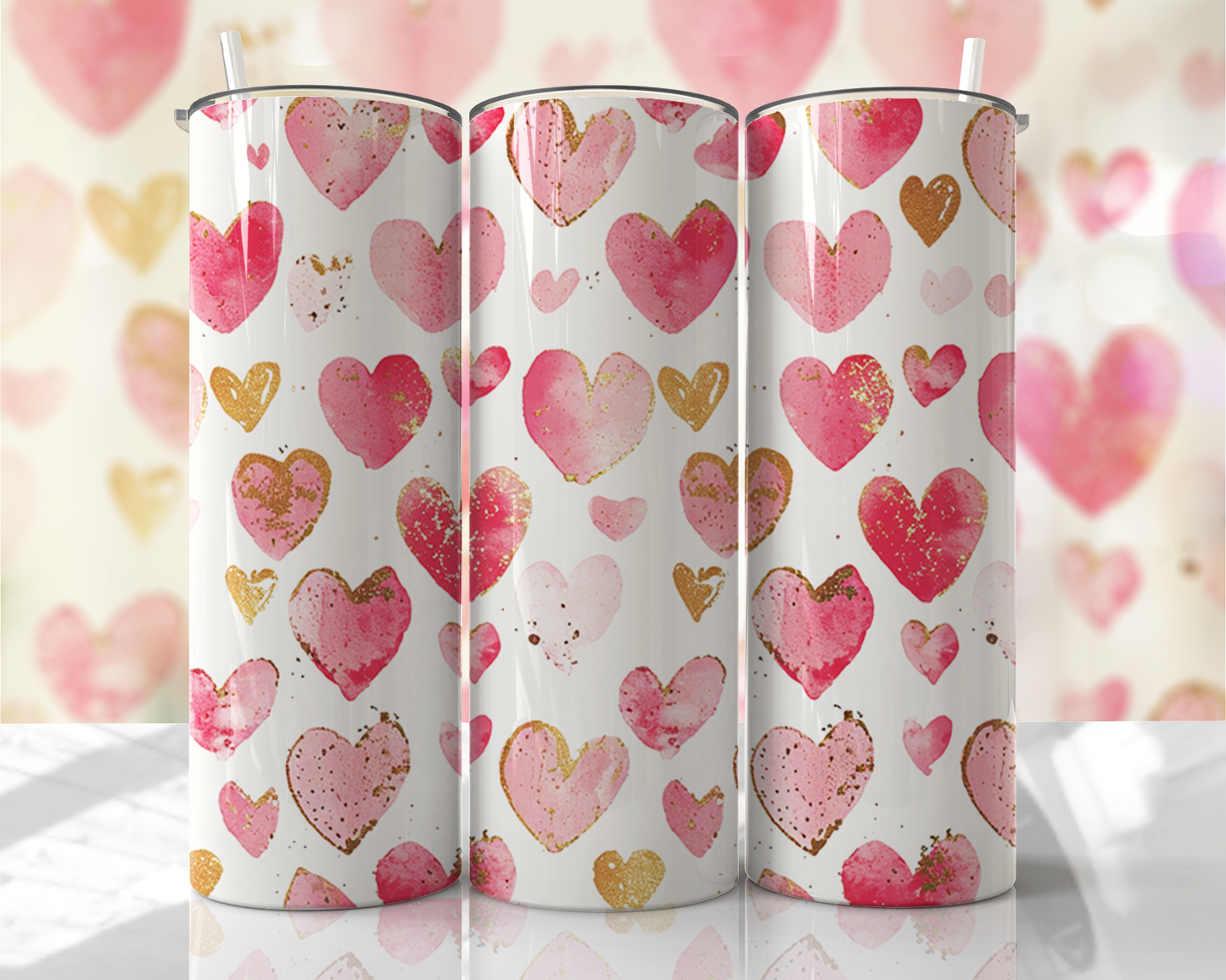 Pink & Gold Hearts