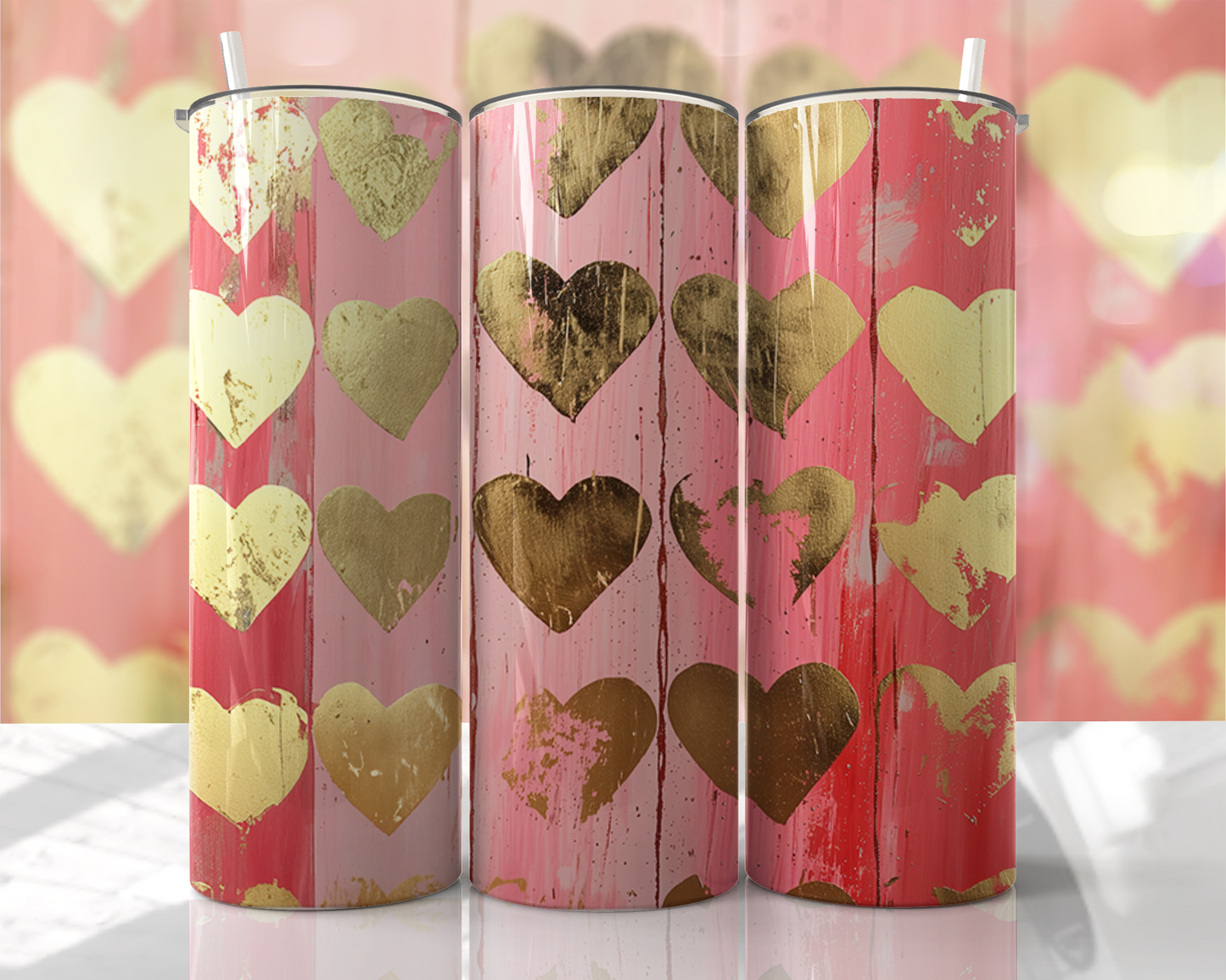 GOLD Pink Hearts