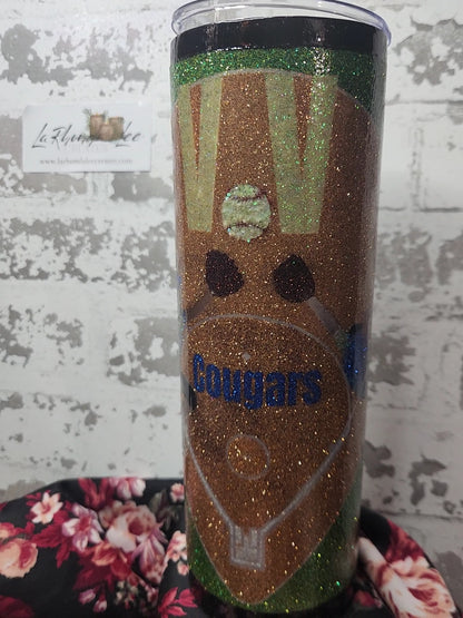 1141-VV Cougars Softball 30 Oz Tumbler