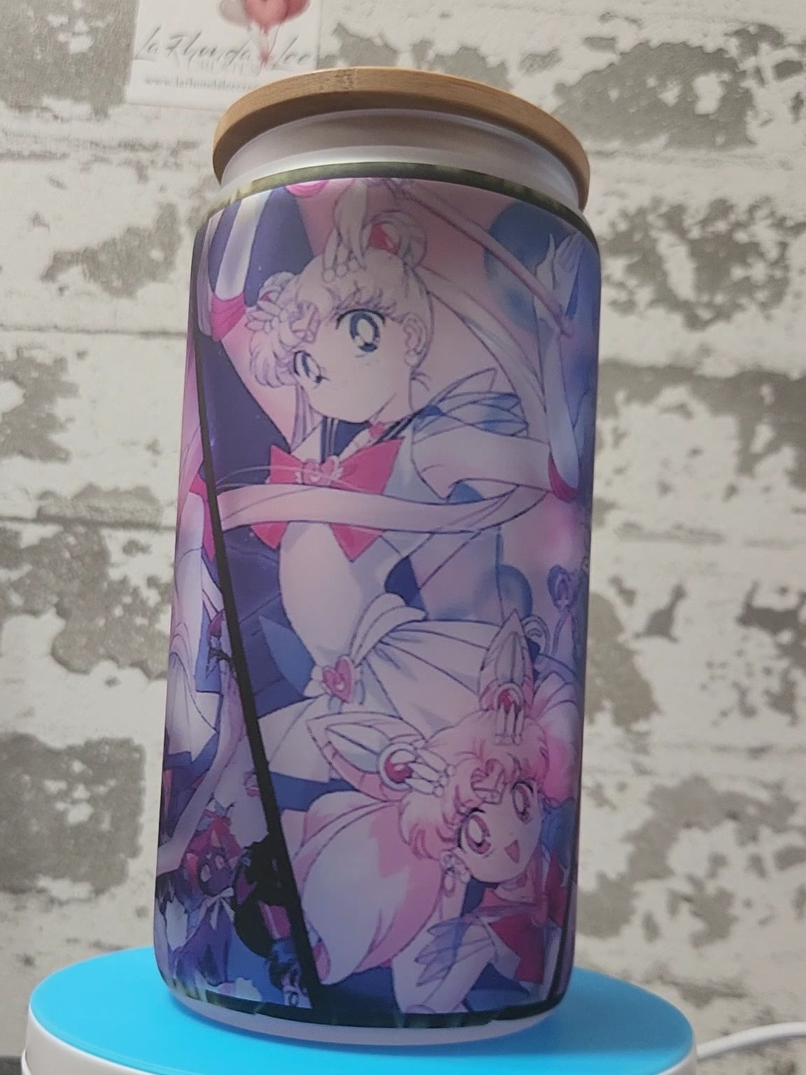 Anime 16 oz Glass tumbler w/ bamboo lid