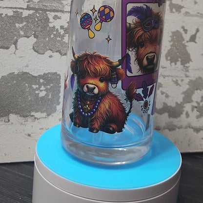 Mardi Gras Calf 20oz glass tumbler