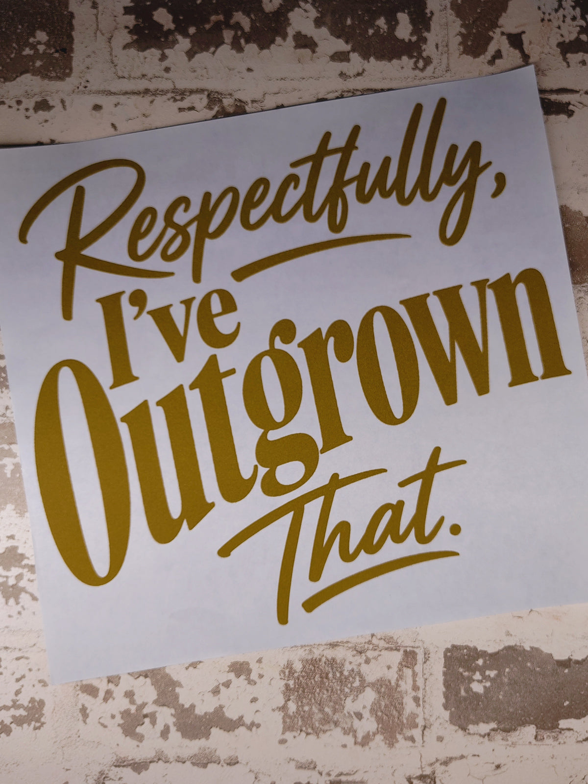 Respectfully... I've Outgrown That