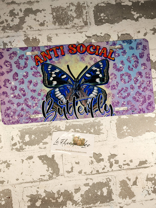 Anti Social Butterfly License Plate