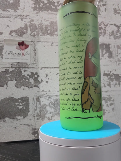 25oz Tall Glass Tumbler NBC (green gradient) w/ bamboo lid