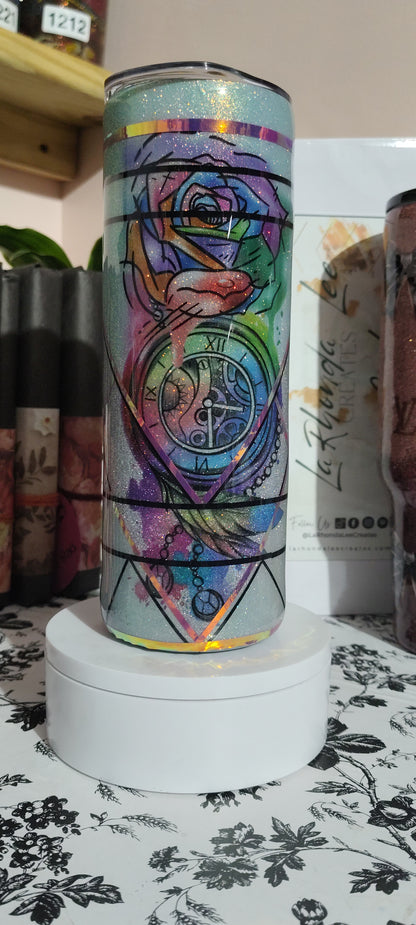 1387- Flower linework 20oz
